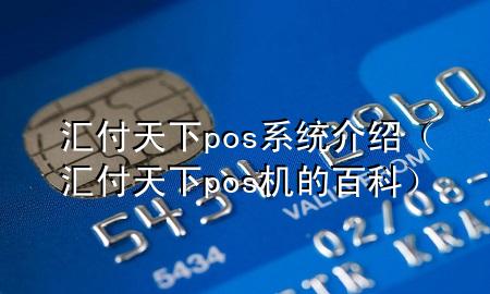 汇付天下pos系统介绍(汇付天下pos机的百科)
