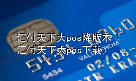 汇付天下大pos降版本(汇付天下大pos下载)