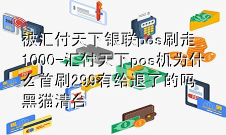 被汇付天下银联pos刷走1000-汇付天下pos机为什么首刷299有给退了的吗黑猫清台