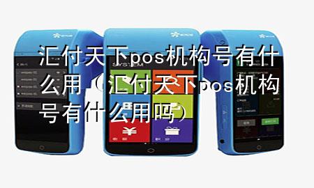 汇付天下pos机构号有什么用（汇付天下pos机构号有什么用吗）