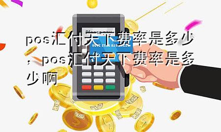 pos汇付天下费率是多少,pos汇付天下费率是多少啊