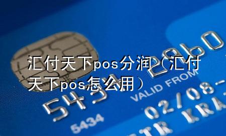 汇付天下pos分润(汇付天下pos怎么用)